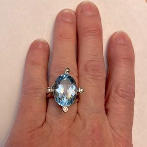 925 silver, blue topaz ring, size 7